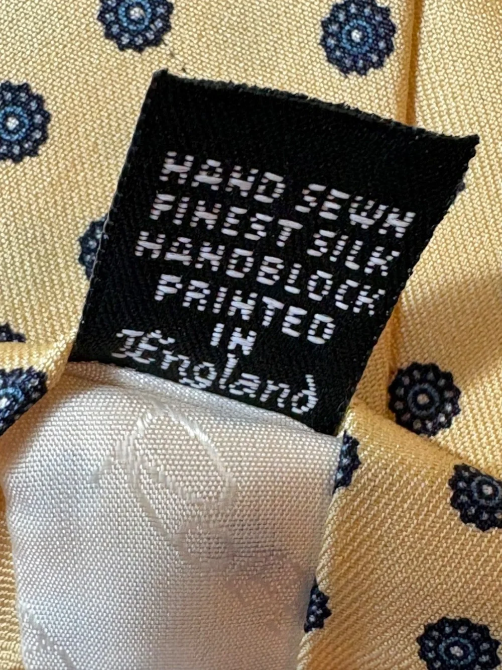 Talbott Silk Tie Schupp & Snyder Louisville Yellow Navy Geometric